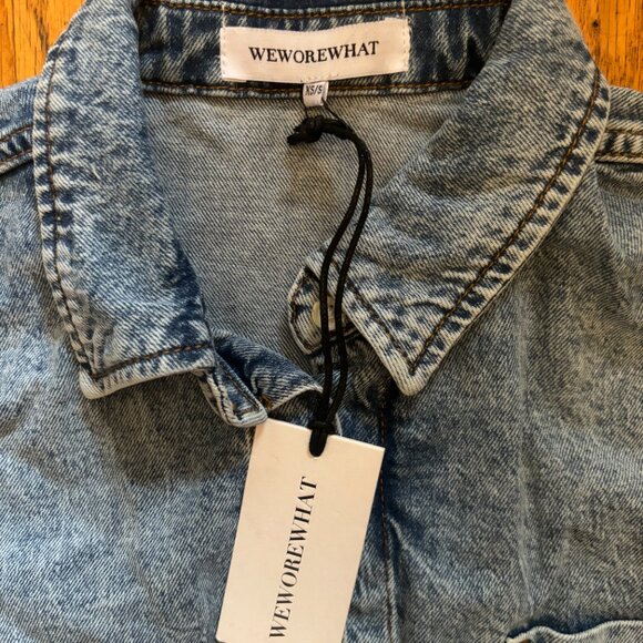WeWoreWhat Boyfriend Indigo Denim Shirt, Light Rustic - NWT, XS/S - Picture 7 of 13